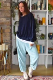 Terry B Lantern Sleeve Sweatshirt Navy